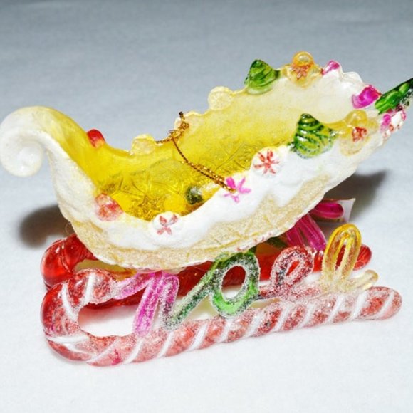 Country Silk acrylic noel sleigh Christmas tree ornament NEW - Picture 1 of 2